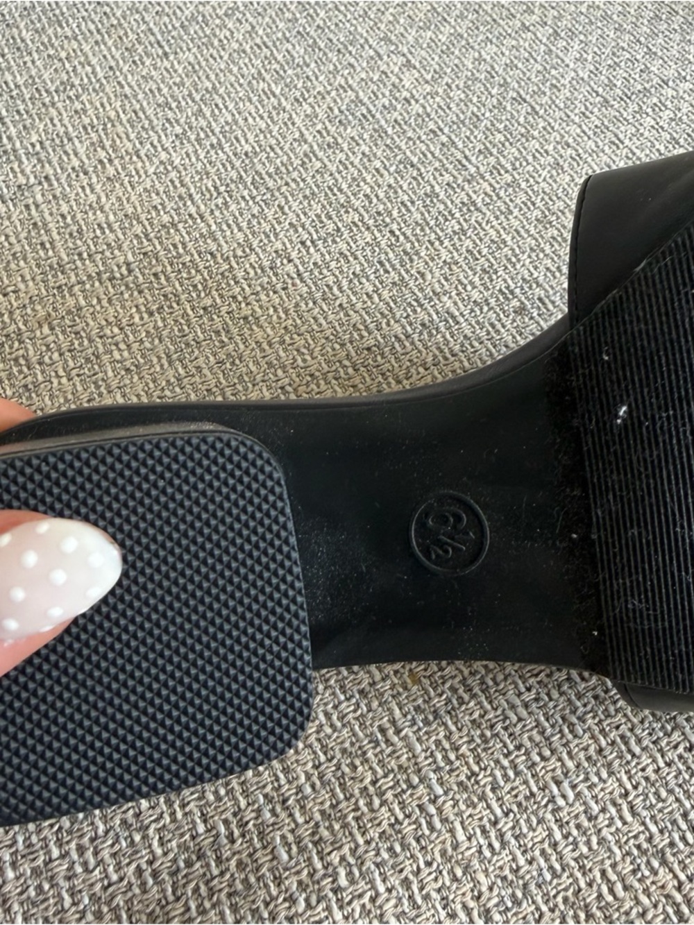 A New Day- Black Slide Heeled Sandals with Gold Buckle - Picture 8 of 8